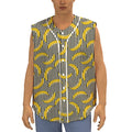 Black Striped Banana Pattern Print Sleeveless Baseball Jersey