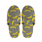 Black Striped Banana Pattern Print Slippers