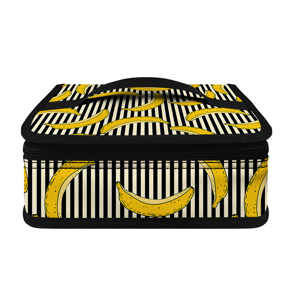 Black Striped Banana Pattern Print Small Lunch Bag