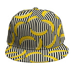 Black Striped Banana Pattern Print Snapback Cap