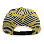 Black Striped Banana Pattern Print Snapback Cap