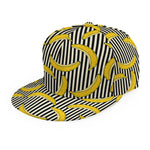 Black Striped Banana Pattern Print Snapback Cap
