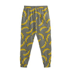 Black Striped Banana Pattern Print Sweatpants