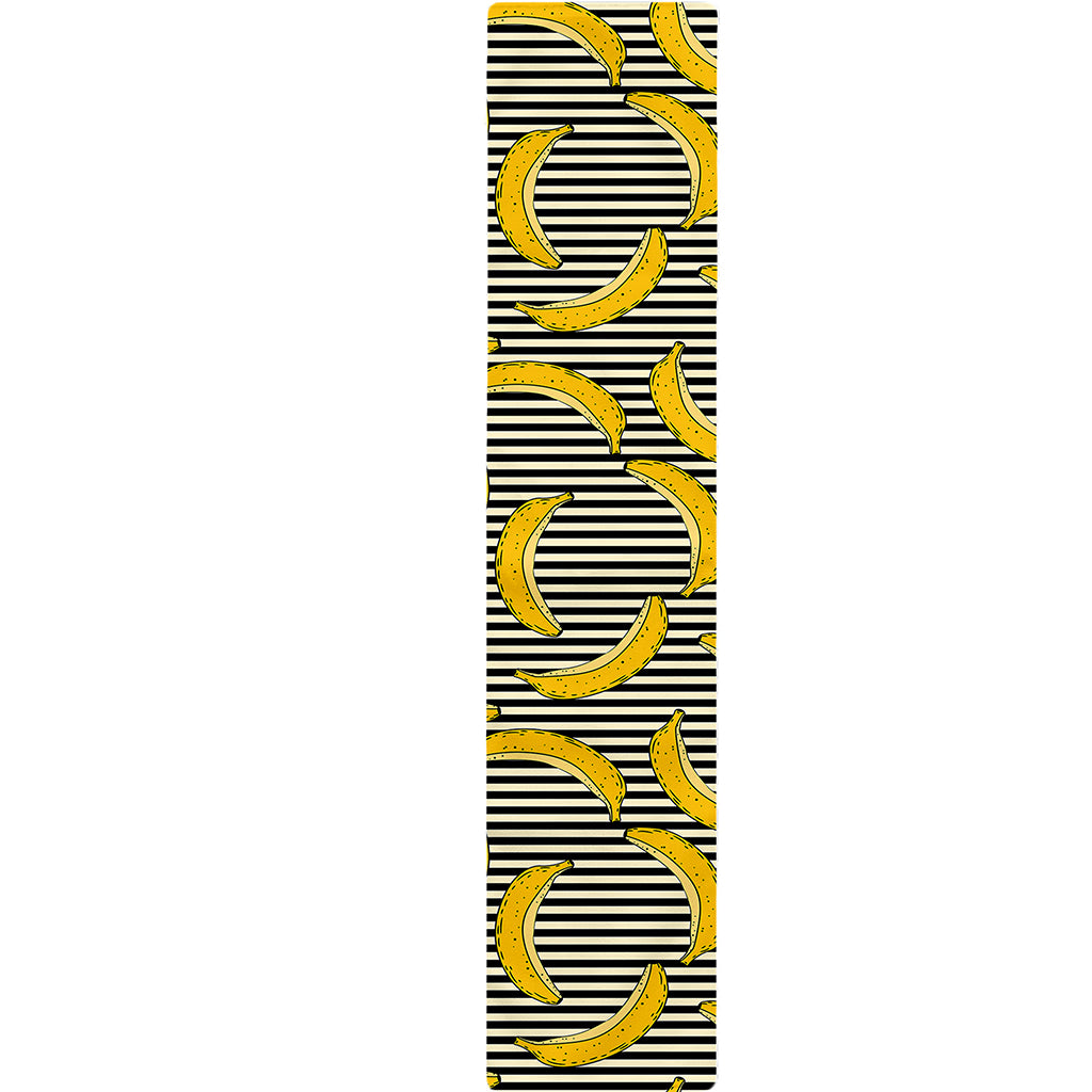Black Striped Banana Pattern Print Table Runner