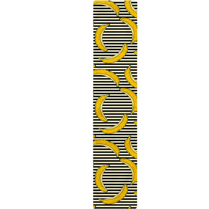 Black Striped Banana Pattern Print Table Runner