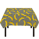 Black Striped Banana Pattern Print Tablecloth