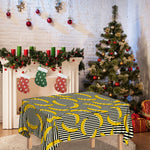 Black Striped Banana Pattern Print Tablecloth
