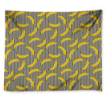 Black Striped Banana Pattern Print Tapestry