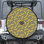 Black Striped Banana Pattern Print Tire Cover With Camera Hole