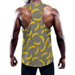 Black Striped Banana Pattern Print Training Tank Top