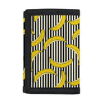 Black Striped Banana Pattern Print Trifold Wallet