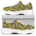 Black Striped Banana Pattern Print White Chunky Shoes