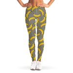 Black Striped Banana Pattern Print Women's Leggings