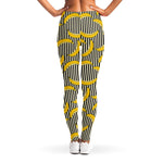Black Striped Banana Pattern Print Women's Leggings