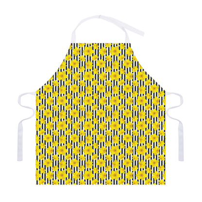 Black Striped Daffodil Pattern Print Adjustable Apron