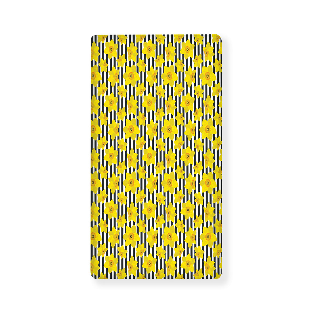 Black Striped Daffodil Pattern Print Baby Crib Sheet