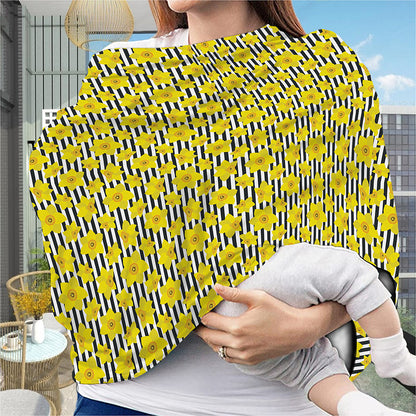 Black Striped Daffodil Pattern Print Baby Seat Cover