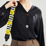 Black Striped Daffodil Pattern Print Bag Strap