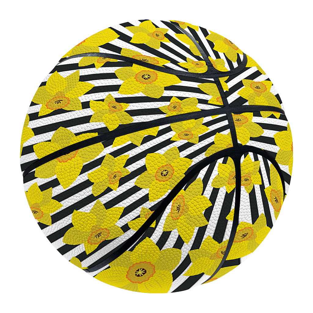 Black Striped Daffodil Pattern Print Basketball