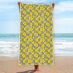 Black Striped Daffodil Pattern Print Beach Towel