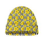 Black Striped Daffodil Pattern Print Beanie