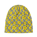 Black Striped Daffodil Pattern Print Beanie