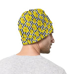 Black Striped Daffodil Pattern Print Beanie