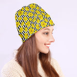 Black Striped Daffodil Pattern Print Beanie
