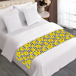 Black Striped Daffodil Pattern Print Bed Runner