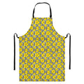 Black Striped Daffodil Pattern Print Bib Apron With Pocket