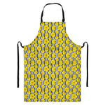 Black Striped Daffodil Pattern Print Bib Apron With Pocket