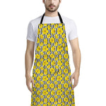 Black Striped Daffodil Pattern Print Bib Apron With Pocket