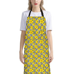Black Striped Daffodil Pattern Print Bib Apron With Pocket