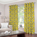 Black Striped Daffodil Pattern Print Dimout Grommet Curtains