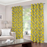 Black Striped Daffodil Pattern Print Blackout Grommet Curtains