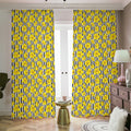 Black Striped Daffodil Pattern Print Dimout Pencil Pleat Curtains