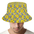 Black Striped Daffodil Pattern Print Bucket Hat