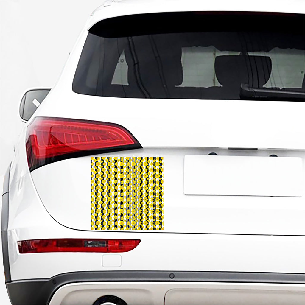 Black Striped Daffodil Pattern Print Car Sticker