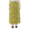 Black Striped Daffodil Pattern Print Chiffon Maxi Skirt