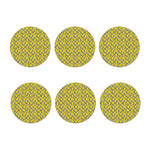Black Striped Daffodil Pattern Print Coaster Set