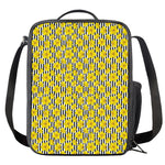 Black Striped Daffodil Pattern Print Crossbody Lunch Bag