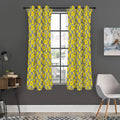 Black Striped Daffodil Pattern Print Grommet Curtain Panels