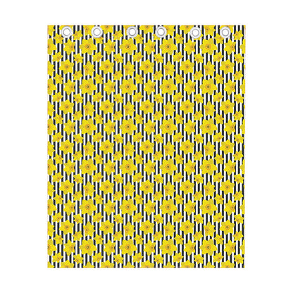 Black Striped Daffodil Pattern Print Curtain