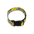 Black Striped Daffodil Pattern Print Dog Collar