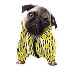 Black Striped Daffodil Pattern Print Dog Zip Up Hoodie