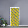 Black Striped Daffodil Pattern Print Door Sticker