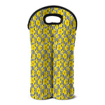 Black Striped Daffodil Pattern Print Double Neoprene Wine Tote