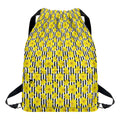 Black Striped Daffodil Pattern Print Drawstring Backpack