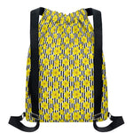 Black Striped Daffodil Pattern Print Drawstring Backpack
