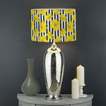 Black Striped Daffodil Pattern Print Drum Lamp Shade